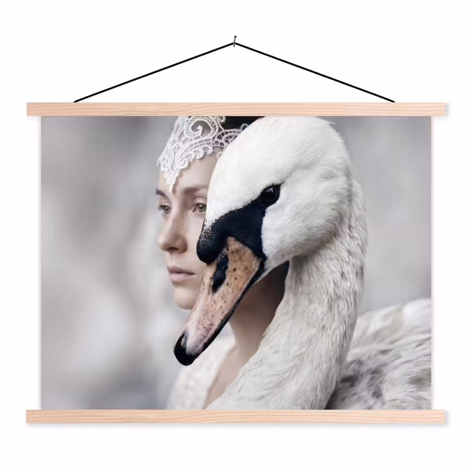 Schoolplaat - Vrouw - Zwaan - Wit — 1