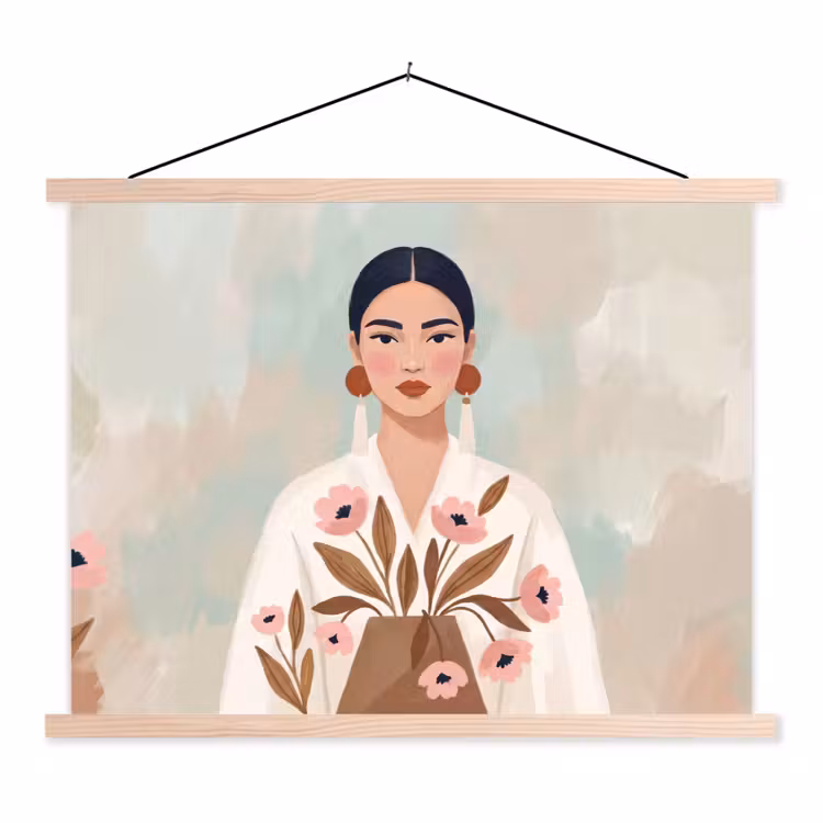 Schoolplaat - Vrouw - Kimono - Pastel — 1