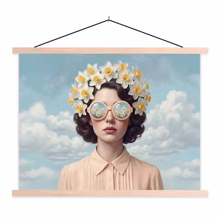 Schoolplaat - Vrouw - Narcissen - Geel — 1