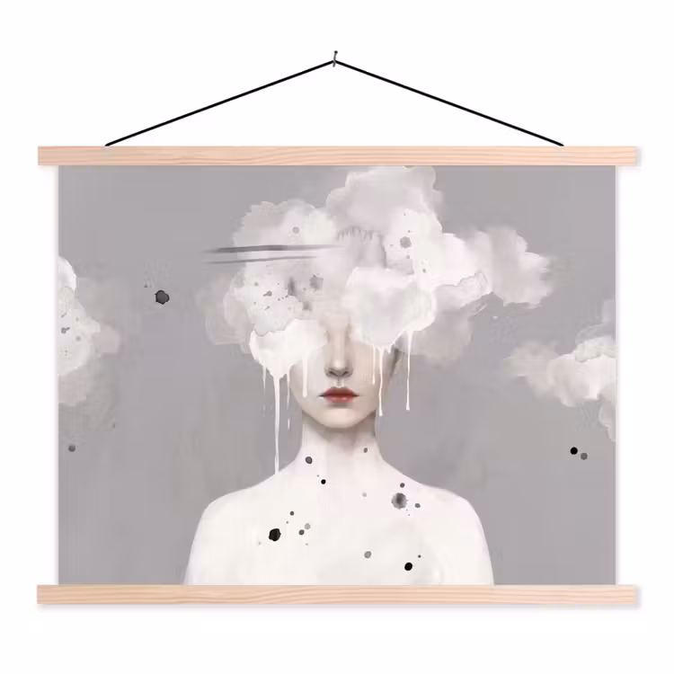Schoolplaat - Vrouw - Wolk - Grijs — 1