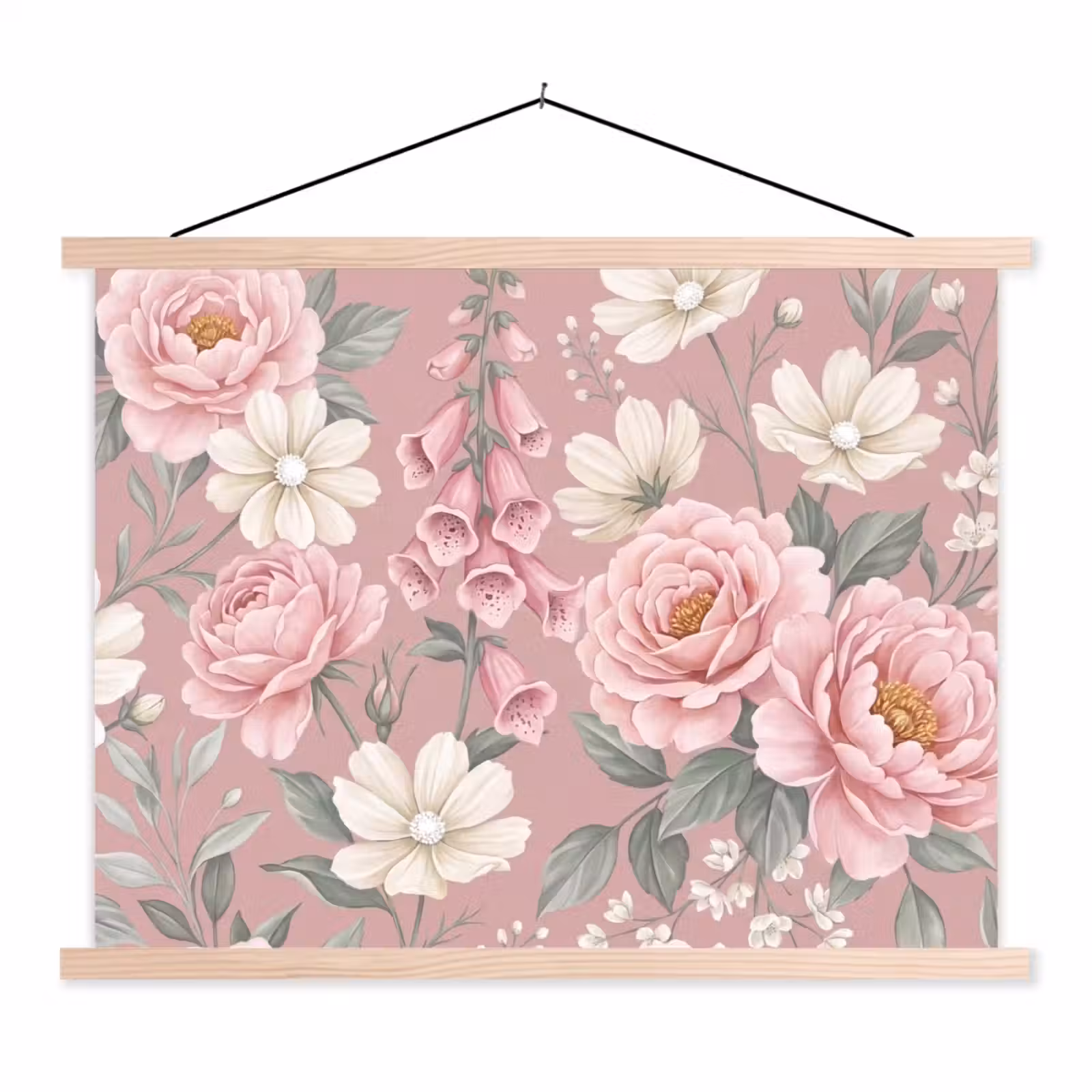 Schoolplaat - Pioenrozen - Vingerhoedskruid - Pink — 1