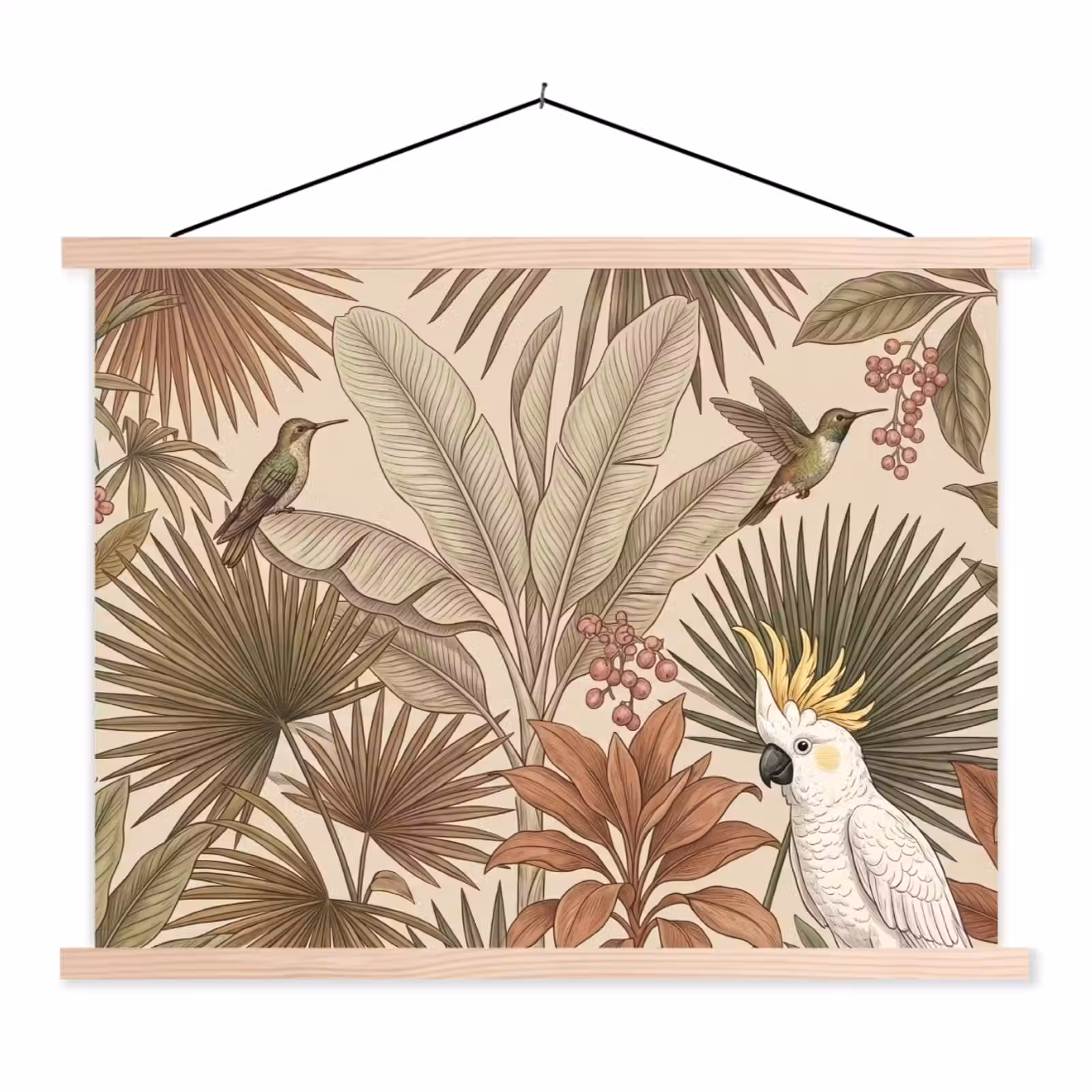 Schoolplaat - Tropisch - Vogels - Beige — 1