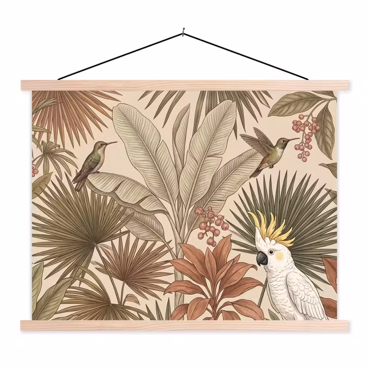 Schoolplaat - Tropisch - Vogels - Beige — 1