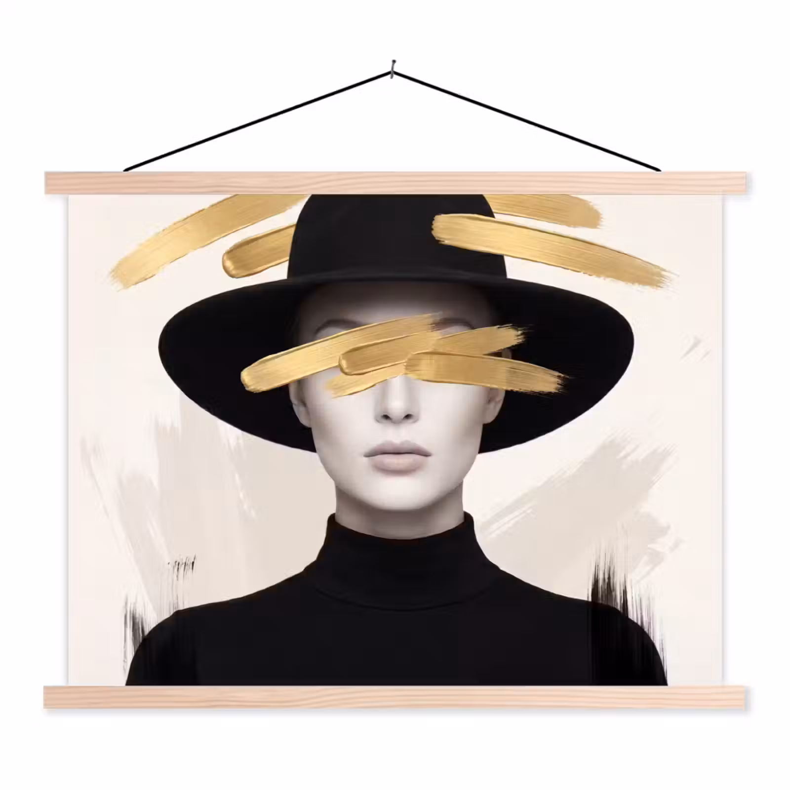 Schoolplaat - Vrouw - Portret - Modern - Goud - Kunst — 1