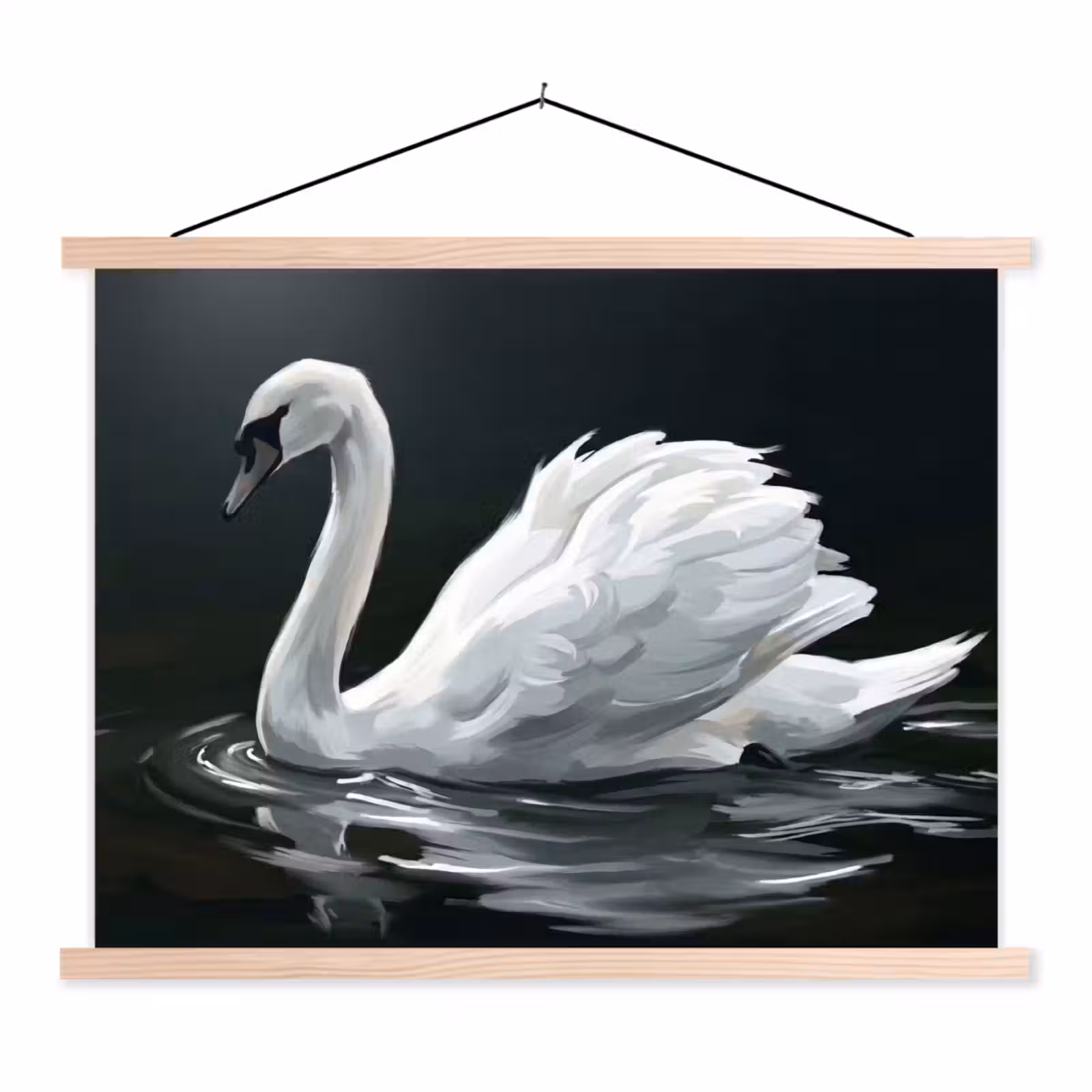 Schoolplaat - Zwaan - Water - Natuur - Realistisch - Wit — 1
