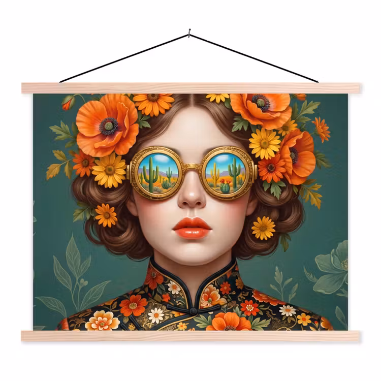 Schoolplaat - Portret - Vrouw - Kleurrijk - Expressief — 1