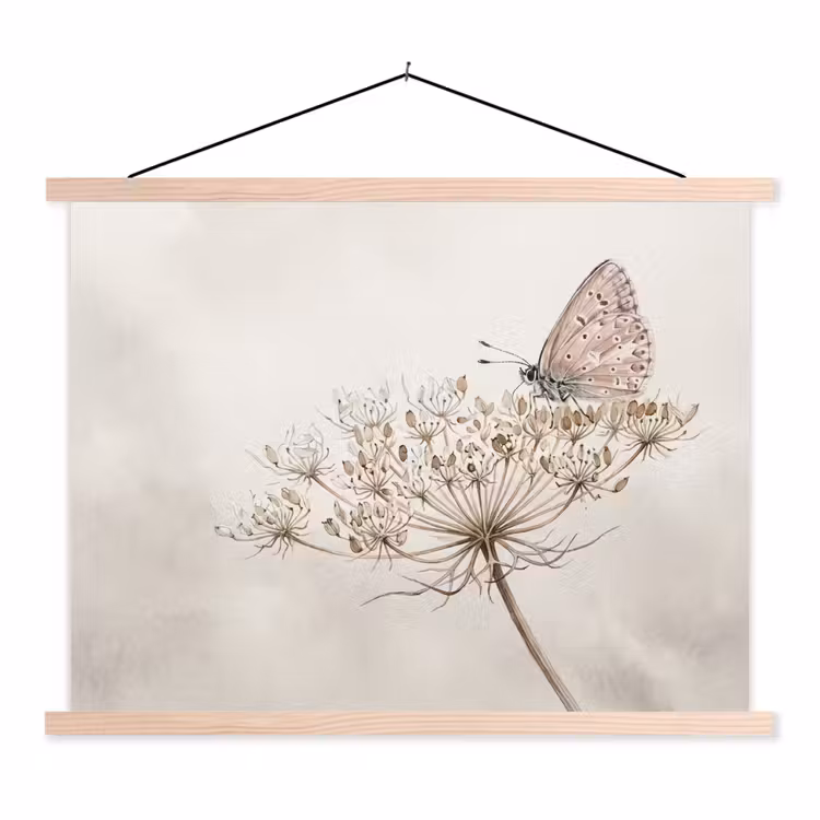 Schoolplaat - Vlinder - Bloem -Natuur - Beige — 1