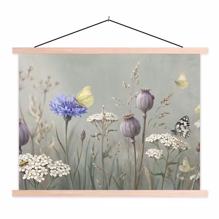 Schoolplaat - Vlinders - Wildbloemen - Illustratie - Kleurrijk — 1