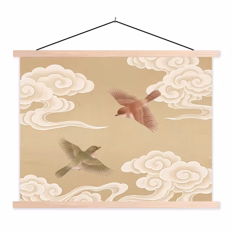 Schoolplaat - Vogels - Vliegen - Beige — 1
