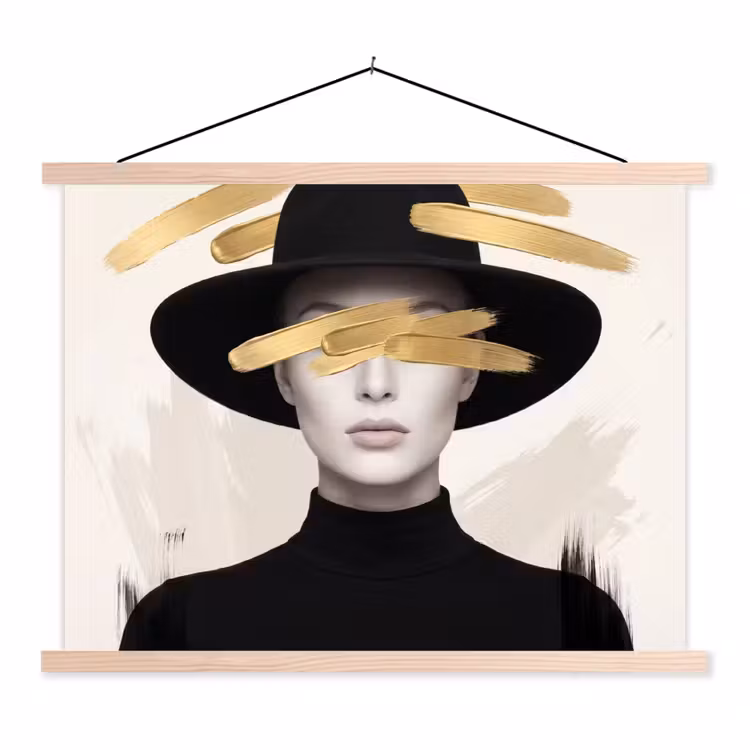 Schoolplaat - Vrouw - Portret - Modern - Goud - Kunst — 1