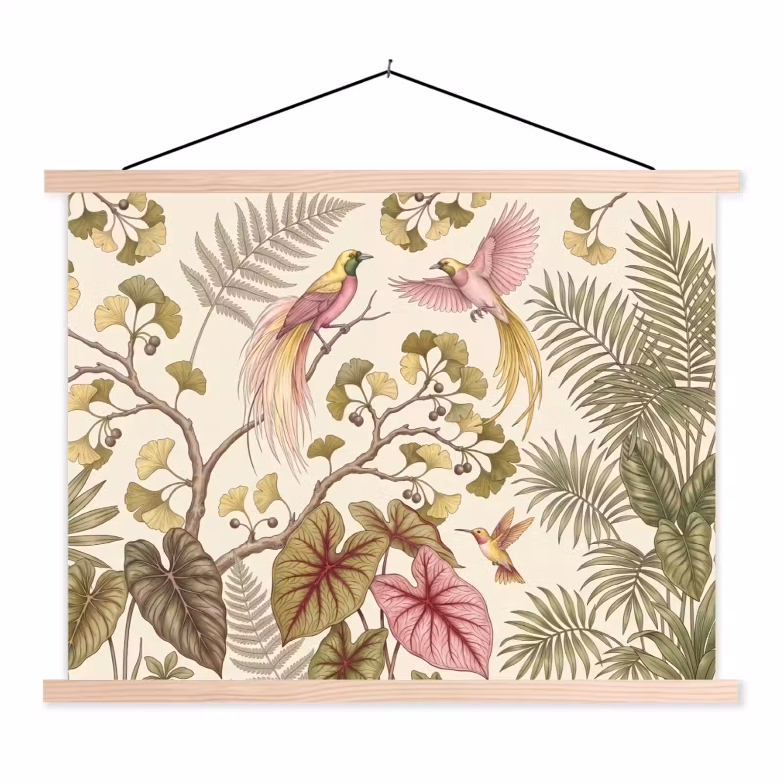 Schoolplaat - Vogels - Tropisch - Botanisch - Roze — 1