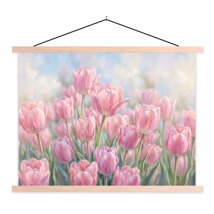 Schoolplaat - Tulpen - Veld - Lente - Roze — 1