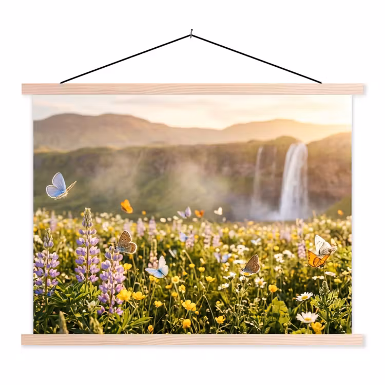 Schoolplaat - Vlinders - Waterval - Bloemenveld — 1
