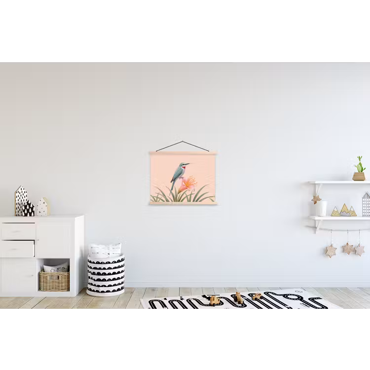 Schoolplaat - Vogel - Bloem - Natuur - Roze — 3