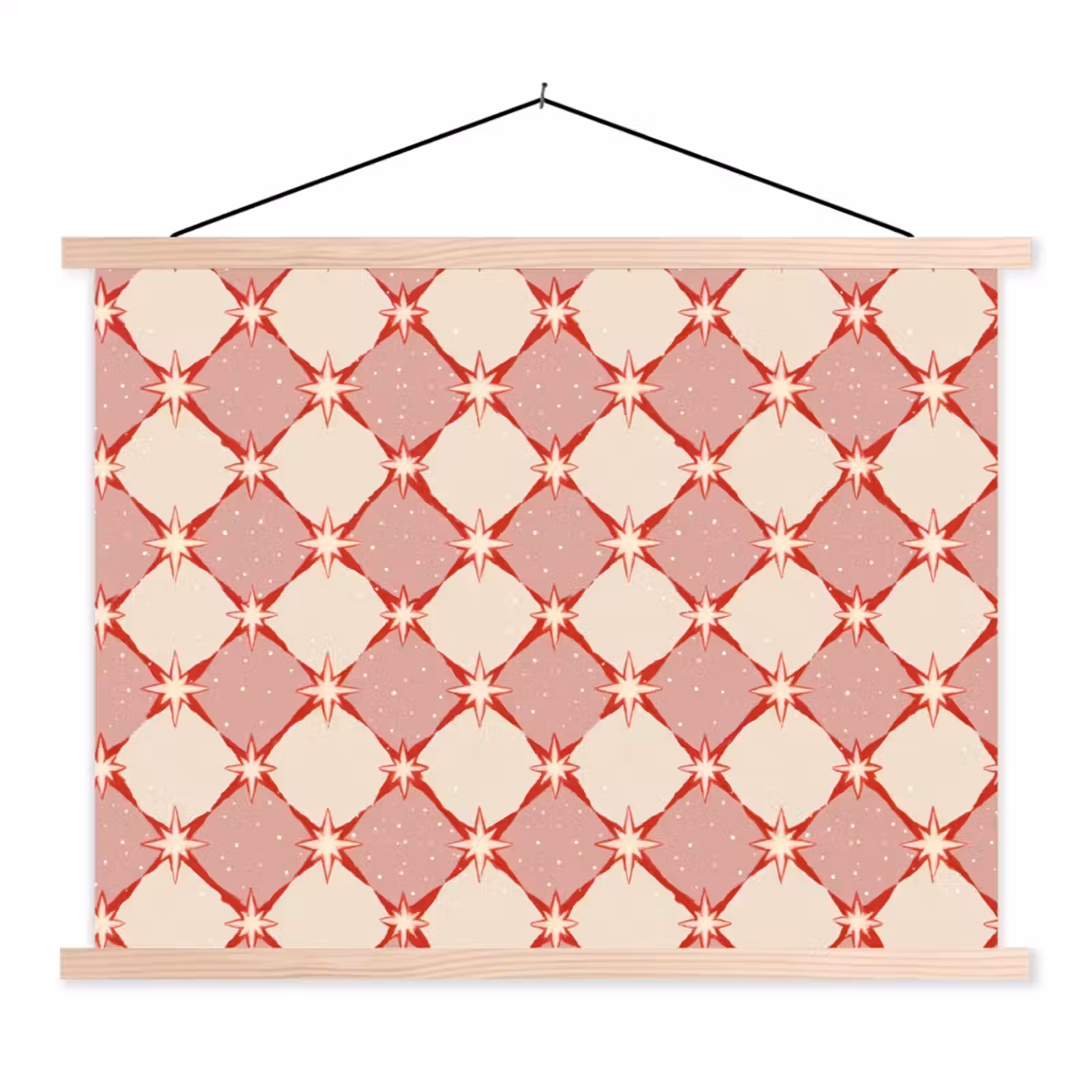 Schoolplaat - Ruiten - Sterren - Vintage - Oudroze - Rood — 1