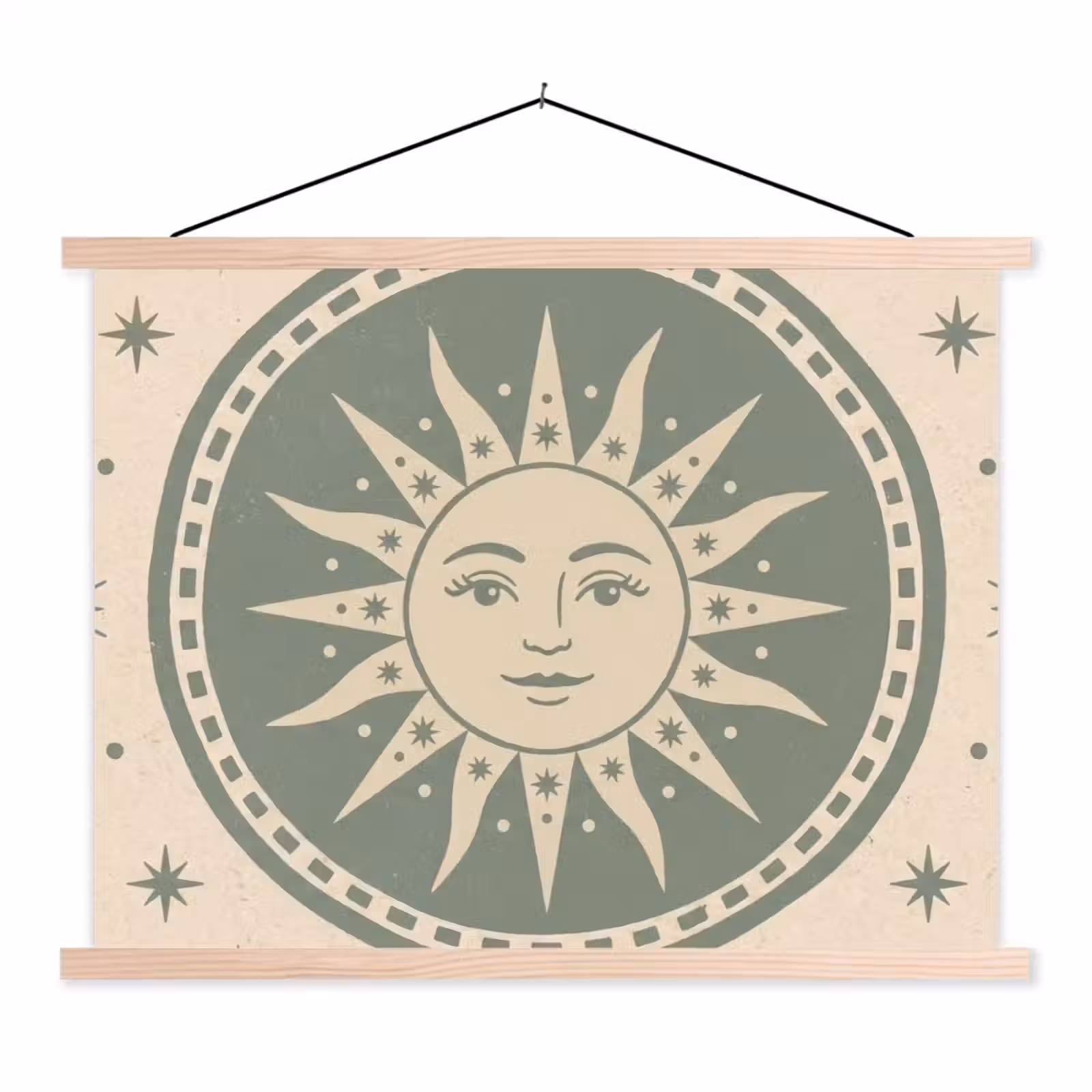 Schoolplaat - Zon - Sterren - Astrologie - Vintage - Groen — 1