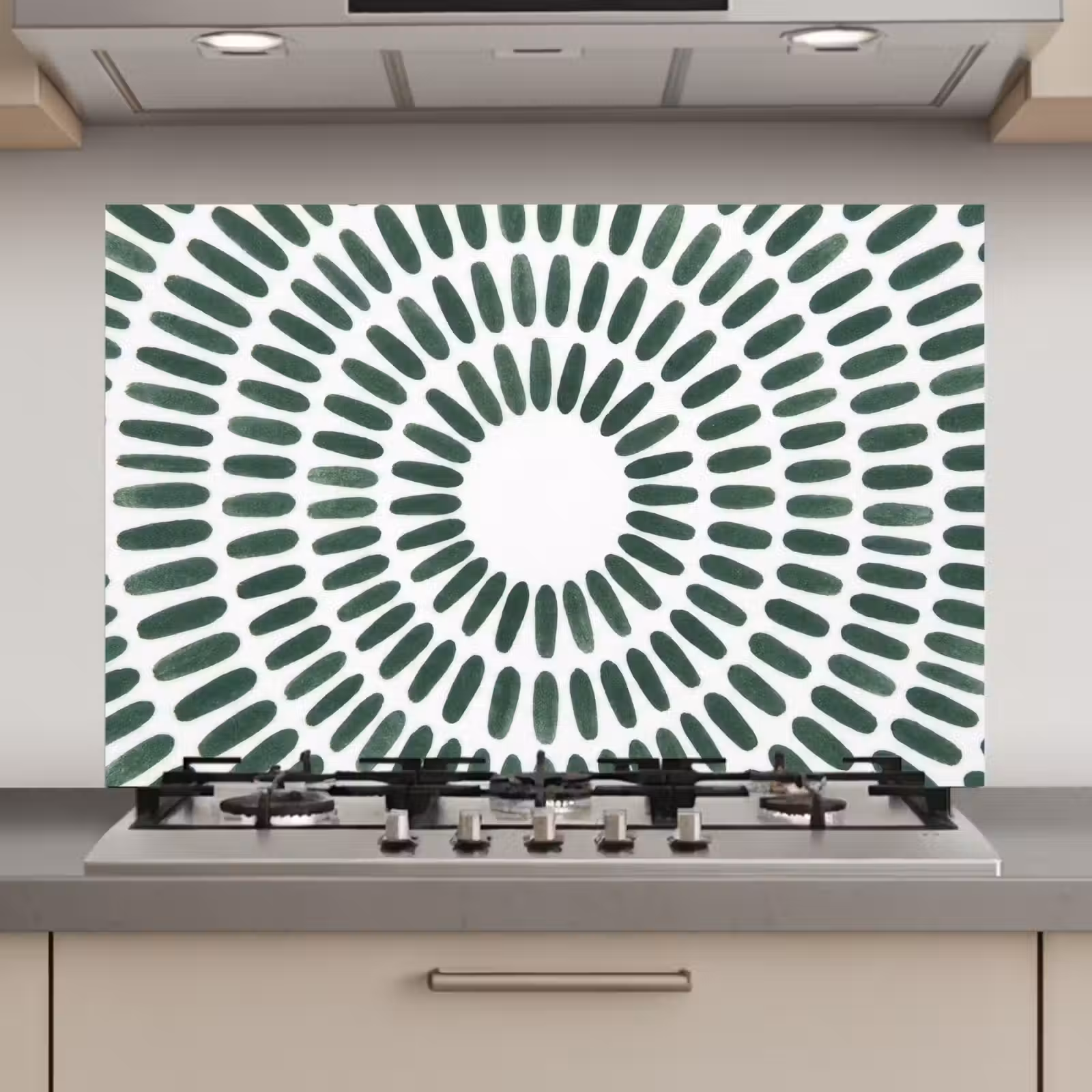 Spatscherm keuken - Abstract - Cirkel - Patroon - Modern - Groen — 1
