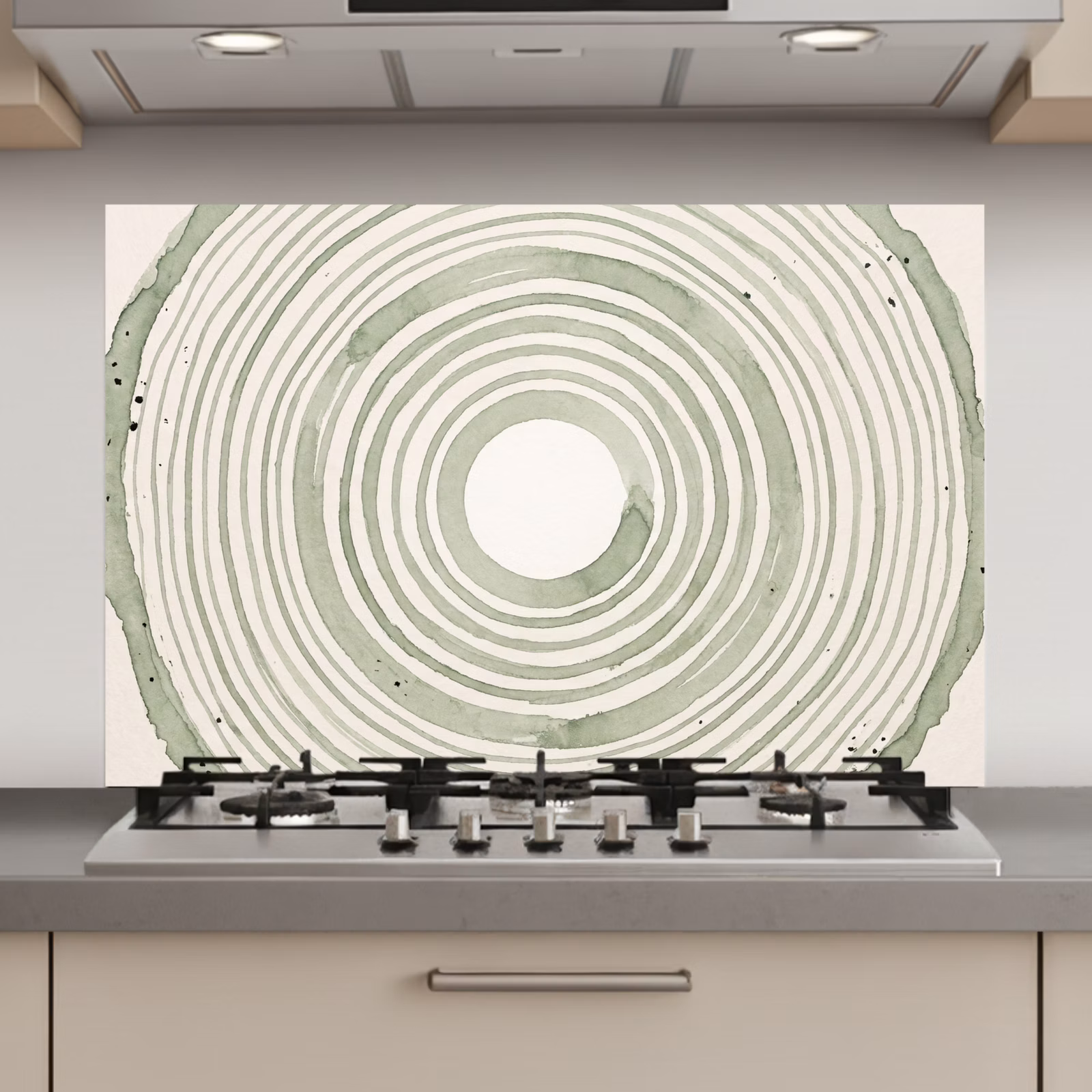 Spatscherm keuken - Abstractie - Cirkels - Waterverf - Groen - Modern — 1