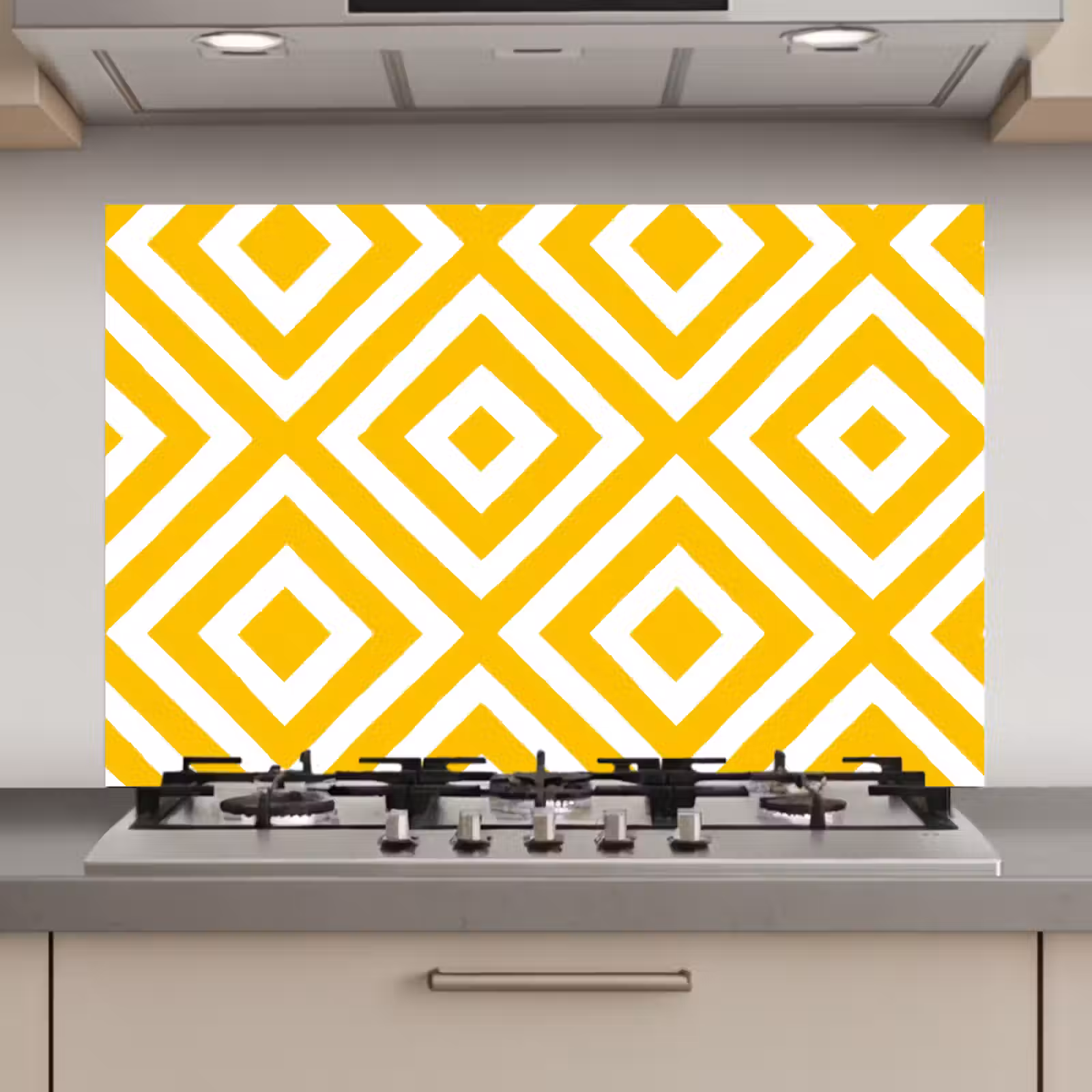 Spatscherm keuken - Geometrisch - Lijnen - Modern - Geel - Wit — 1