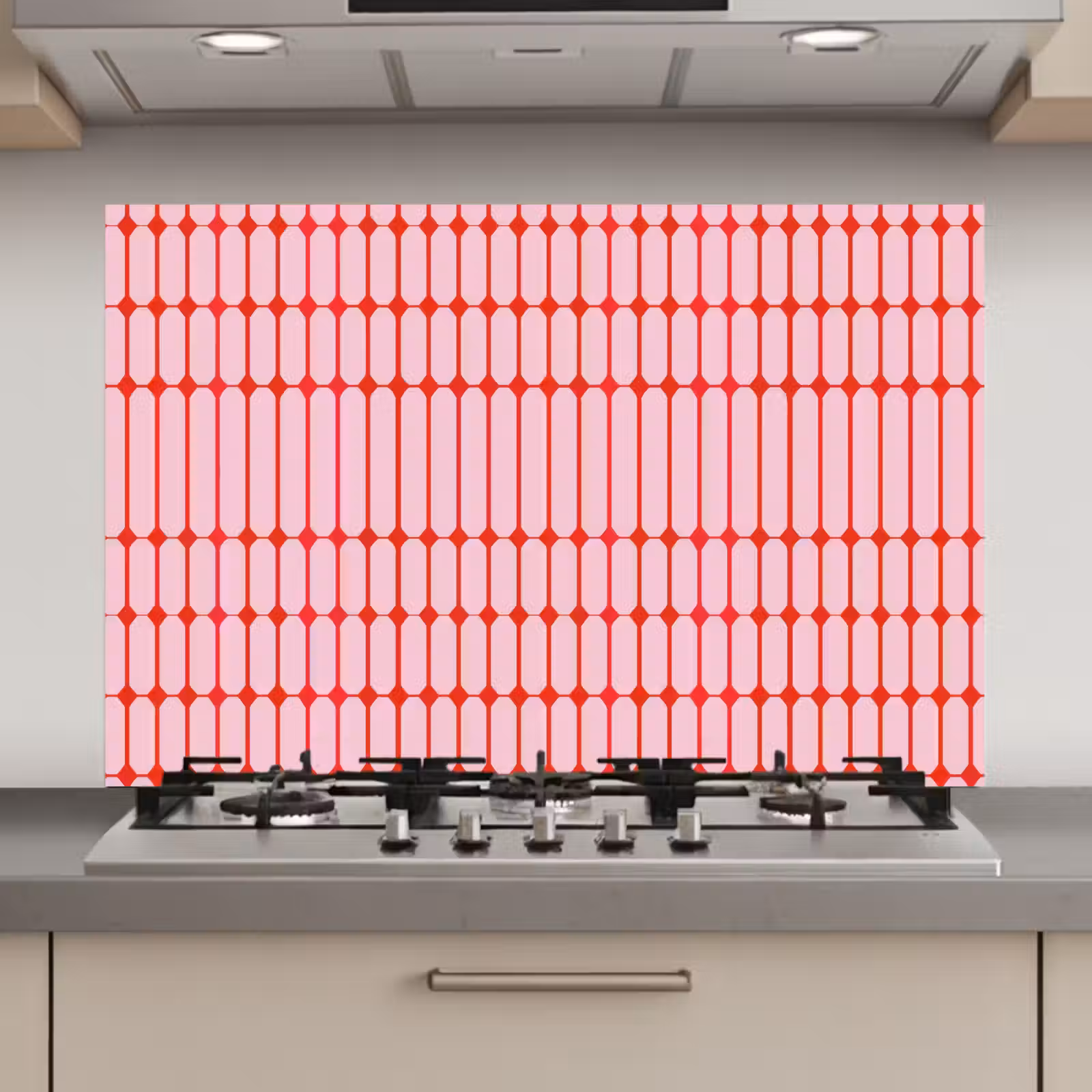 Spatscherm keuken - Geometrisch - Minimalistisch - Rood - Roze — 1