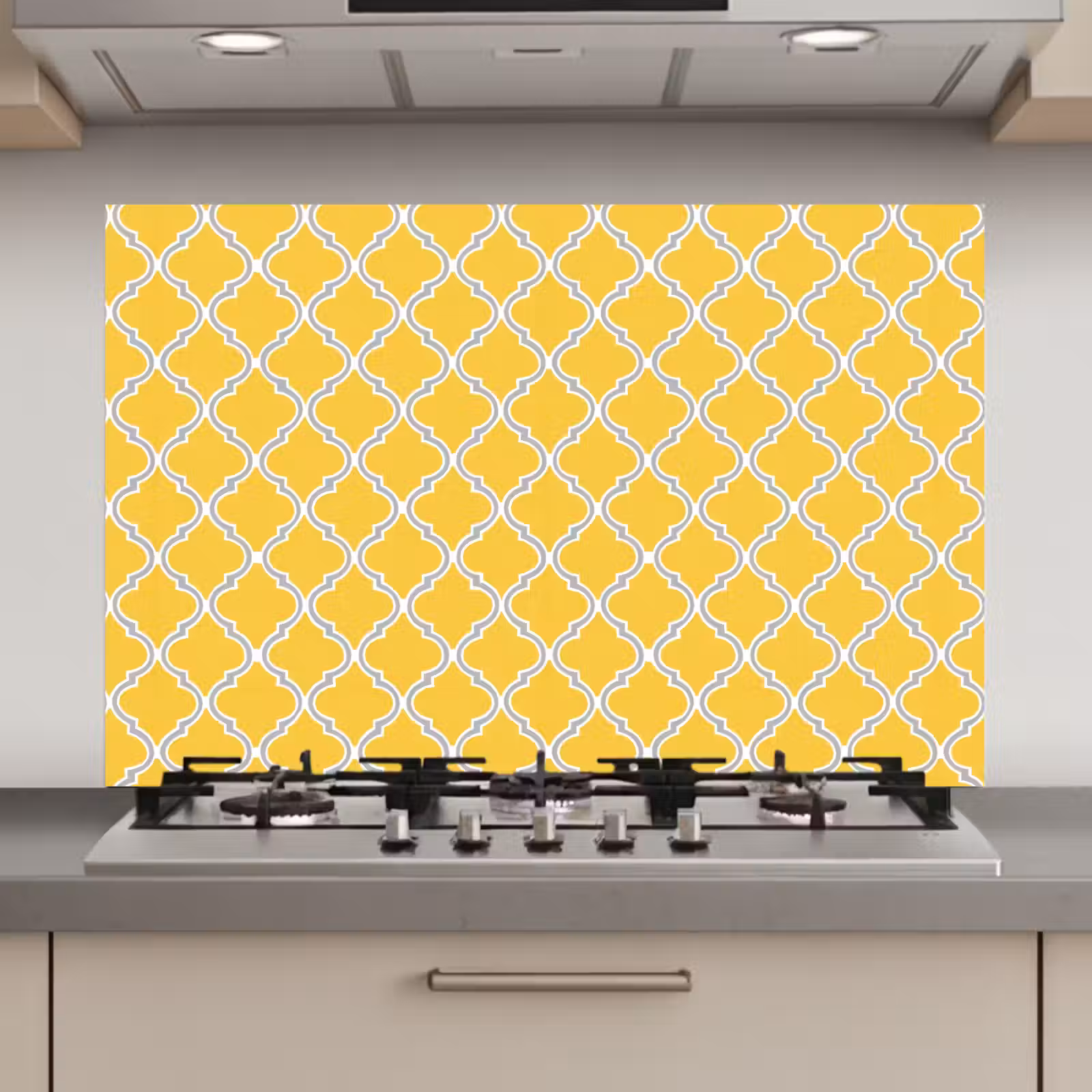 Spatscherm keuken - Lantaarn - Arabesk - Elegant - Geel — 1