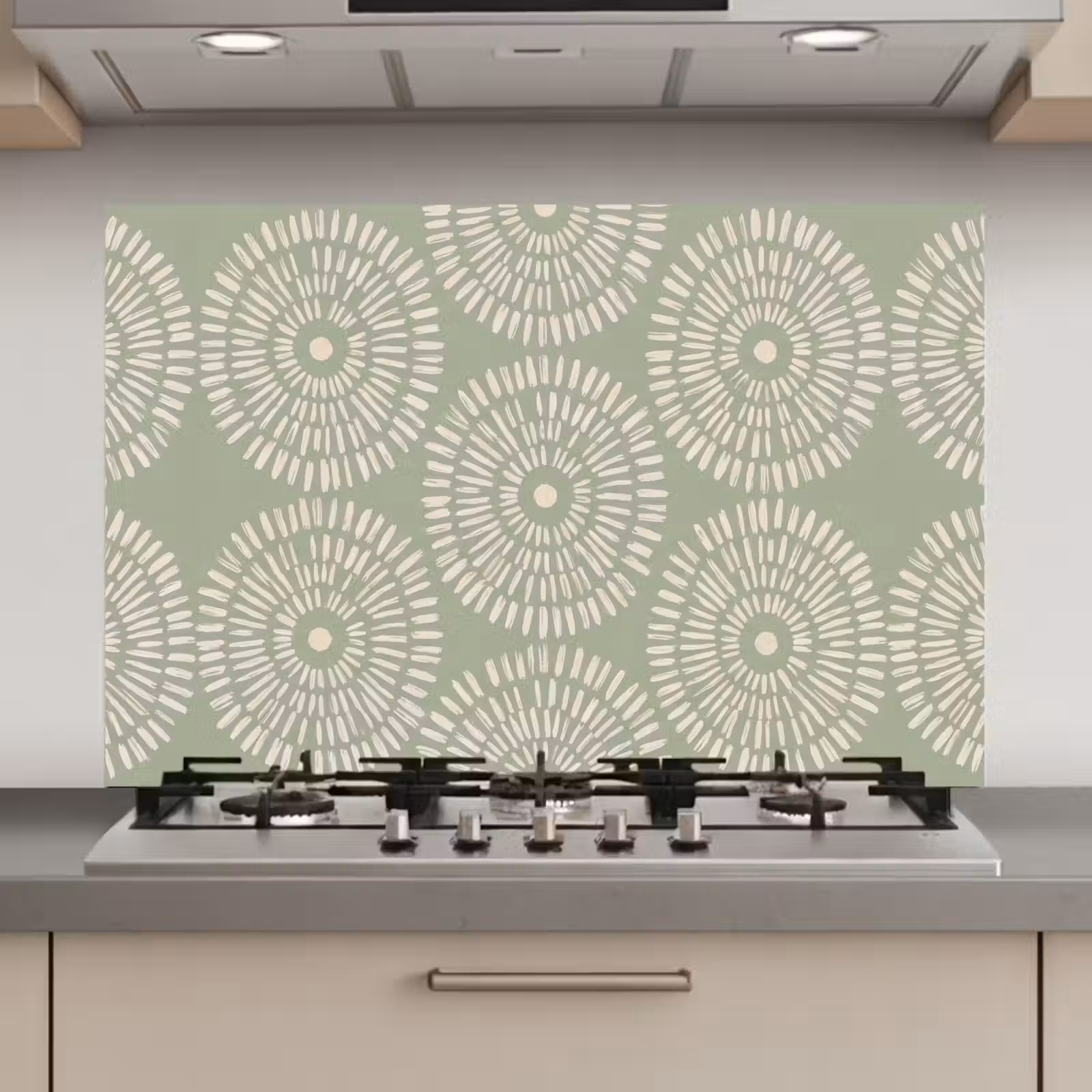 Spatscherm keuken - Patroon - Cirkels - Abstract - Modern - Groen — 1