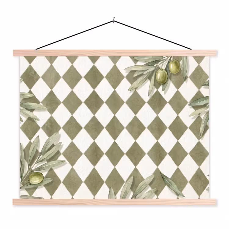 Schoolplaat - Plant - Olijftakken - Waterverf - Mediterraan - Groen — 1