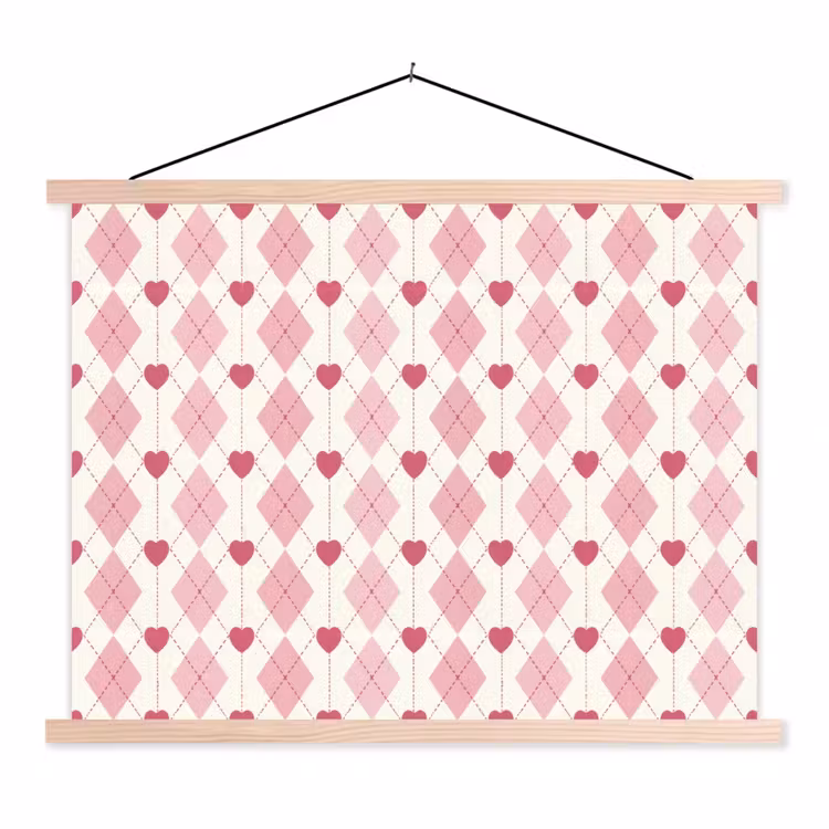 Schoolplaat - Ruiten - Klassiek - Roze - Wit — 1