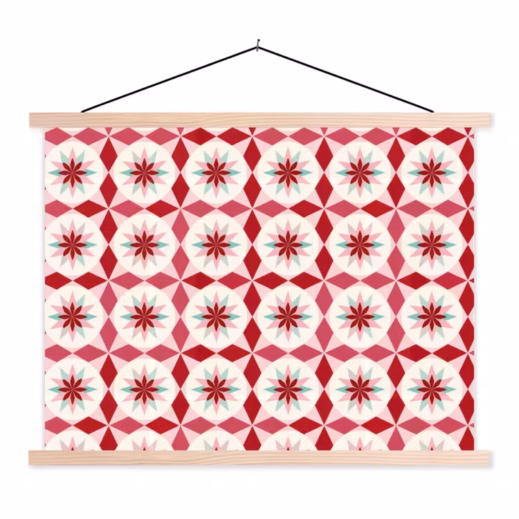Schoolplaat - Tegelpatroon - Sterren - Retro - Roze - Mintgroen — 1