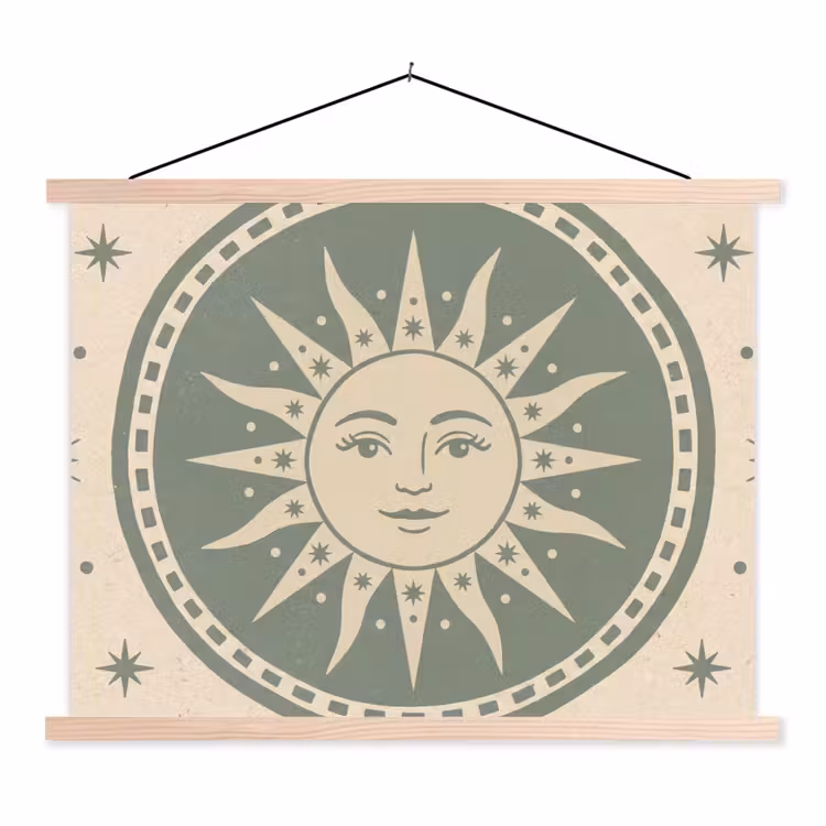 Schoolplaat - Zon - Sterren - Astrologie - Vintage - Groen — 1