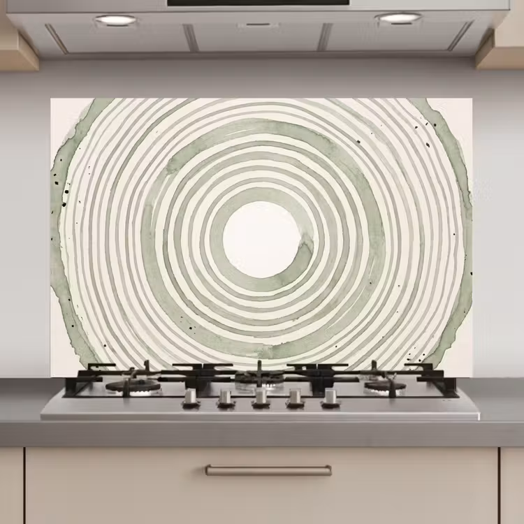 Spatscherm keuken - Abstractie - Cirkels - Waterverf - Groen - Modern — 1