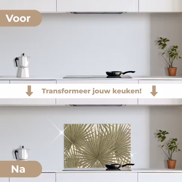 Spatscherm keuken - Blad - Tropisch - Patroon - Natuur - Groen — 3