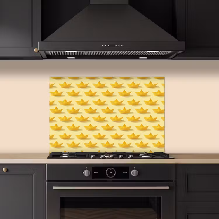 Spatscherm keuken - Bootjes - Origami - Creatief - Geel — 2