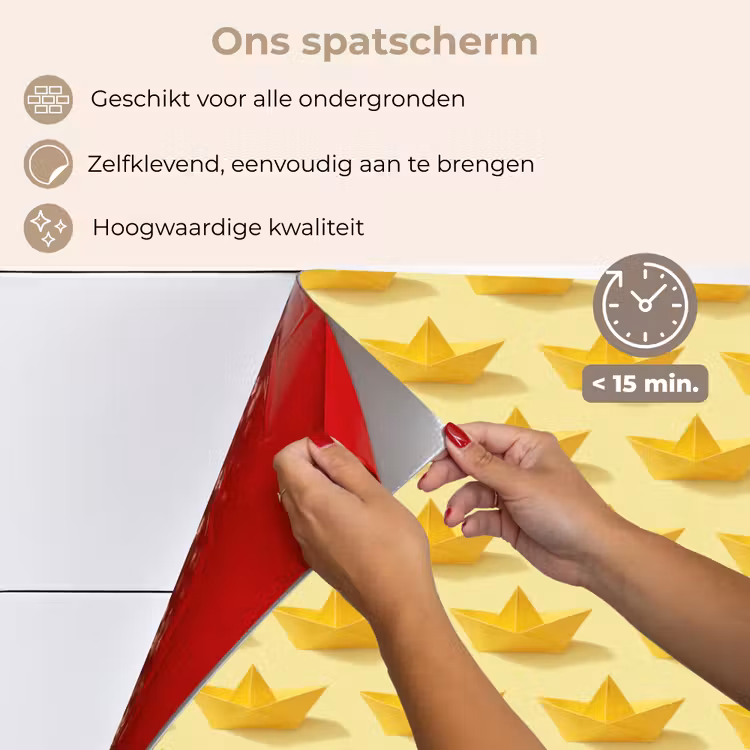 Spatscherm keuken - Bootjes - Origami - Creatief - Geel — 4