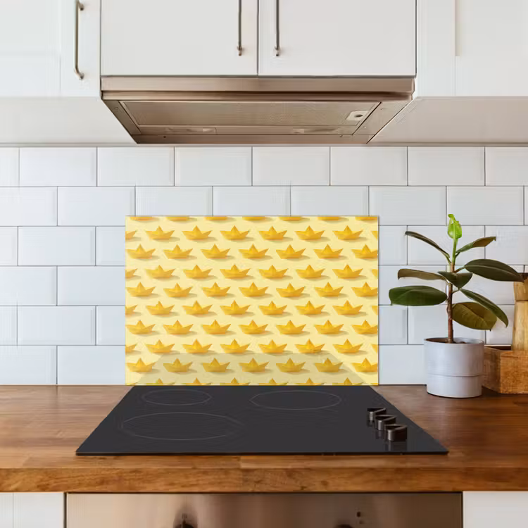 Spatscherm keuken - Bootjes - Origami - Creatief - Geel — 6