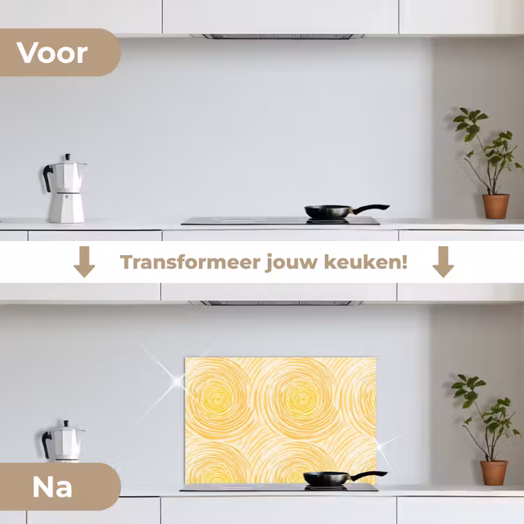 Spatscherm keuken - Cirkels - Abstract - Artistiek - Geel — 3