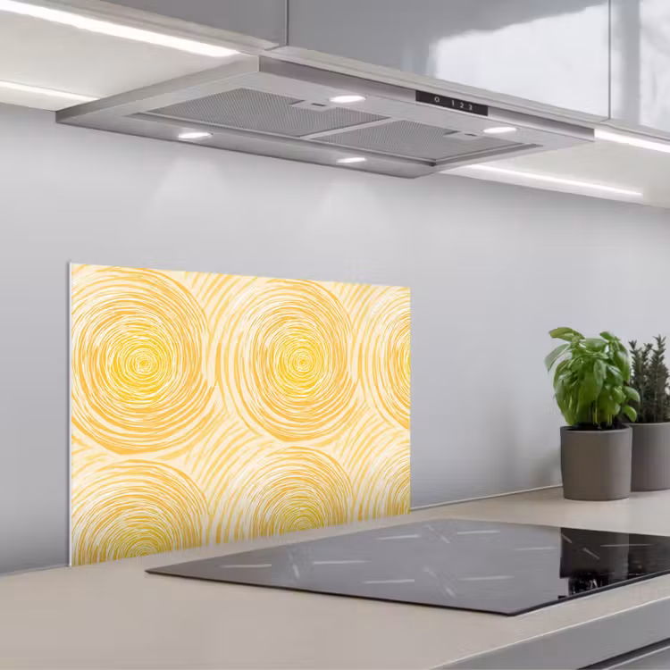 Spatscherm keuken - Cirkels - Abstract - Artistiek - Geel — 5