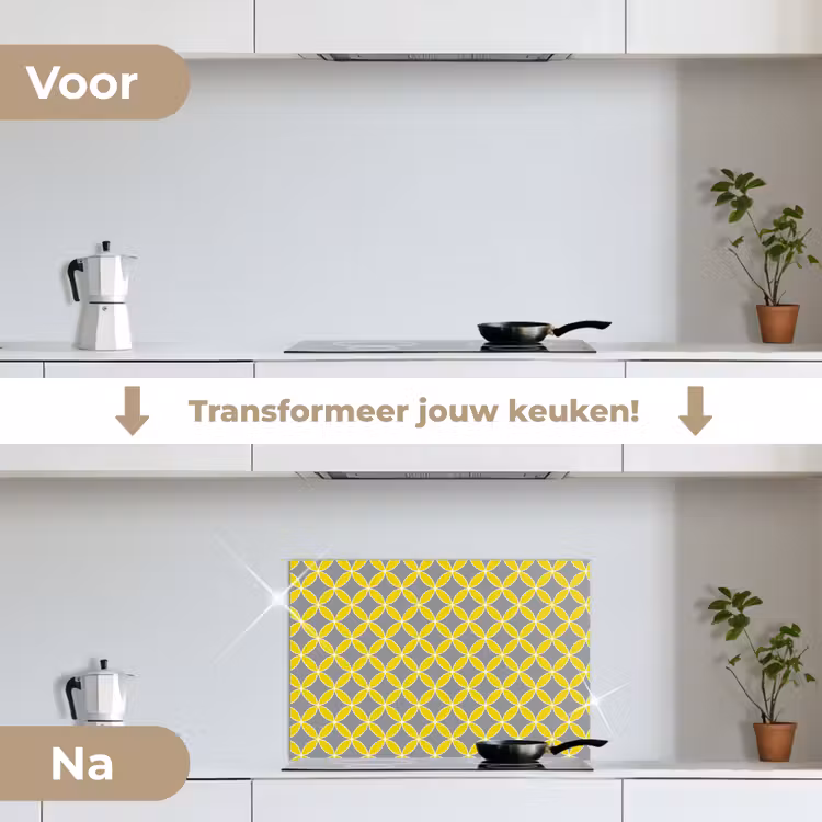 Spatscherm keuken - Geometrisch - Cirkels - Modern - Grijs - Geel — 3