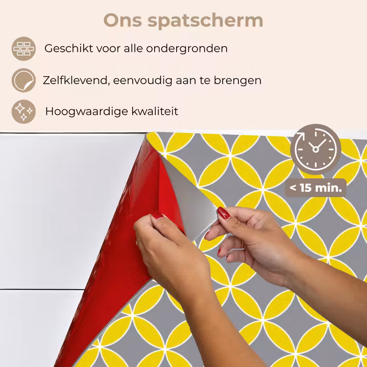 Spatscherm keuken - Geometrisch - Cirkels - Modern - Grijs - Geel — 4