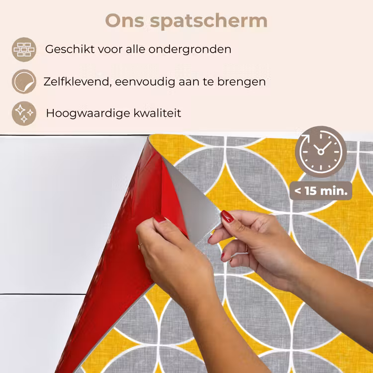 Spatscherm keuken - Geometrisch - Cirkels - Textuur - Grijs - Geel — 4