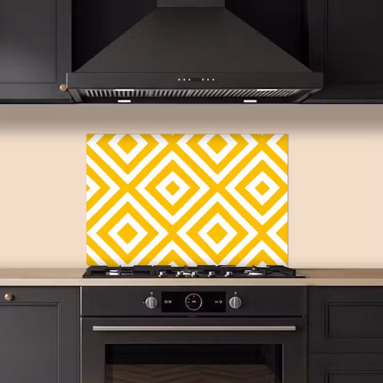 Spatscherm keuken - Geometrisch - Lijnen - Modern - Geel - Wit — 2