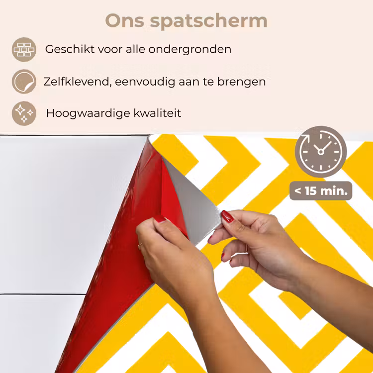 Spatscherm keuken - Geometrisch - Lijnen - Modern - Geel - Wit — 4