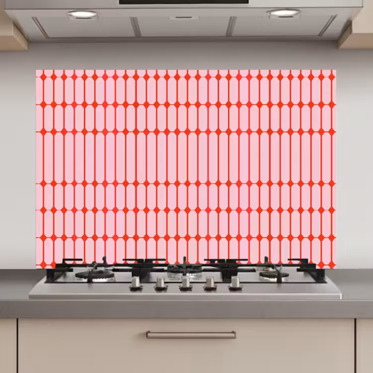 Spatscherm keuken - Geometrisch - Minimalistisch - Rood - Roze — 1