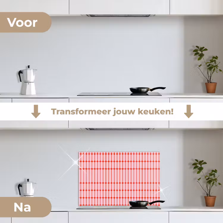 Spatscherm keuken - Geometrisch - Minimalistisch - Rood - Roze — 3