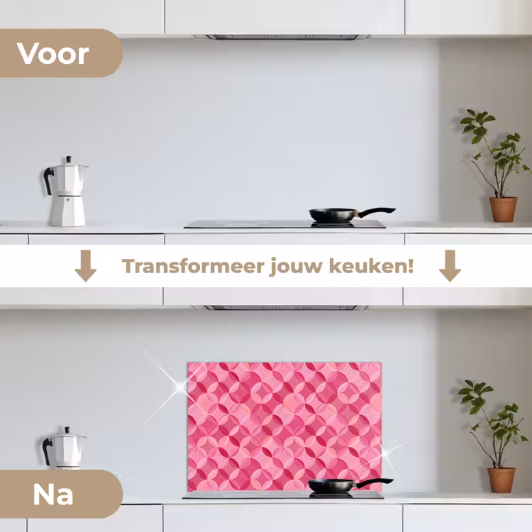 Spatscherm keuken - Geometrisch - Mozaïek - Modern - Roze — 3