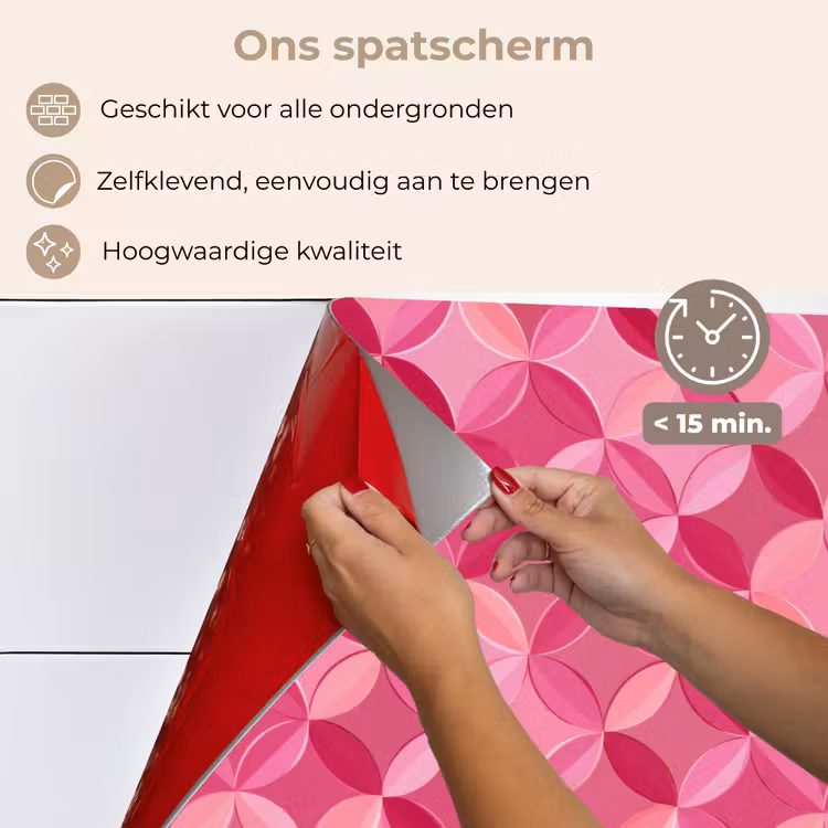 Spatscherm keuken - Geometrisch - Mozaïek - Modern - Roze — 4