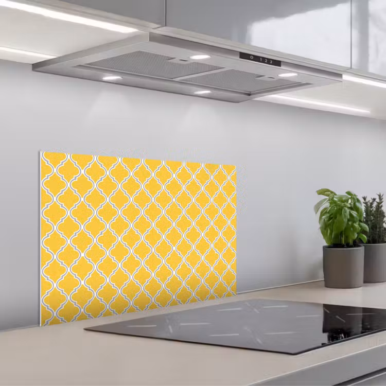 Spatscherm keuken - Lantaarn - Arabesk - Elegant - Geel — 5