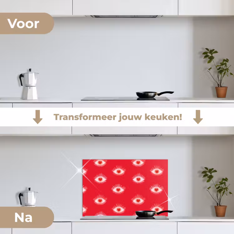 Spatscherm keuken - Ogen - Hart - Abstract - Rood - Roze — 3