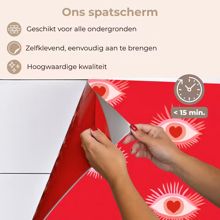 Spatscherm keuken - Ogen - Hart - Abstract - Rood - Roze — 4