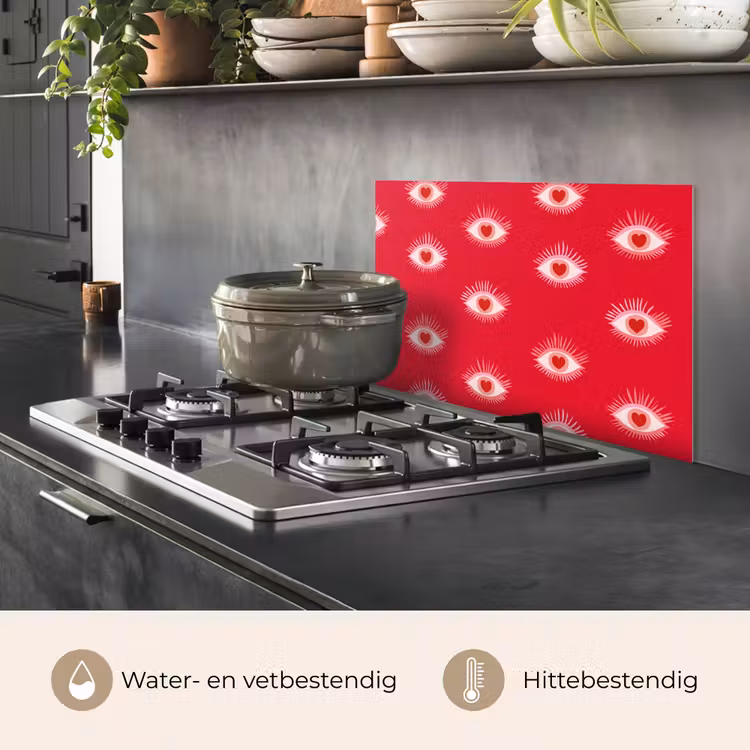 Spatscherm keuken - Ogen - Hart - Abstract - Rood - Roze — 7